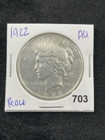 1922 AU Peace Silver Dollar Coin