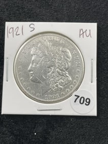 1921 S AU Morgan Silver Dollar Coin