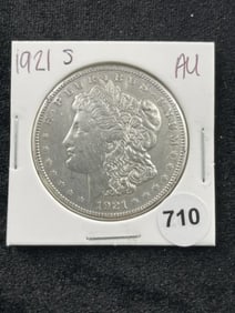 1921 S AU Morgan Silver Dollar Coin