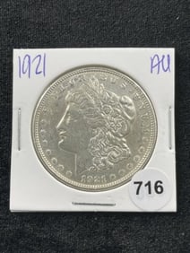 1921 AU Morgan Silver Dollar Coin