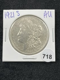1921 S AU Morgan Silver Dollar Coin