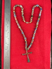 Cross Trade Necklace with Glass Trade Beads frame IS included