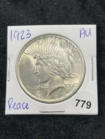 1923 AU Peace Silver Dollar Coin