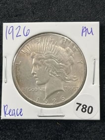 1926 AU Peace Silver Dollar Coin