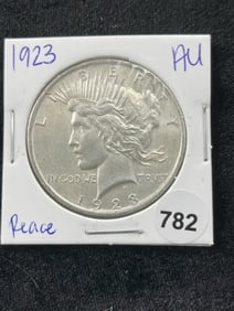 1923 AU Peace Silver Dollar Coin
