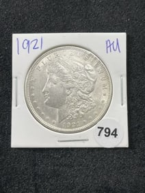 1921 AU Morgan Silver Dollar Coin