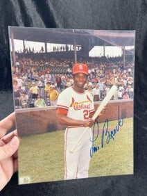 8x10 Lou Brock Hand Signed Authentic Autograph Card