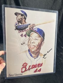 8x10 Hank Aaron Hand Signed Authentic Autograph Card