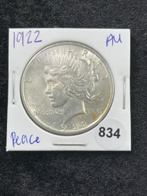 1922 AU Peace Silver Dollar Coin