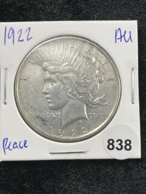 1922 AU Peace Silver Dollar Coin