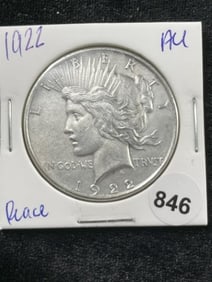 1922 AU Peace Silver Dollar Coin