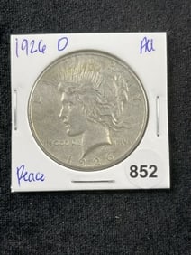 1926 D AU Peace Silver Dollar Coin
