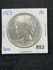 1923 AU Peace Silver Dollar Coin