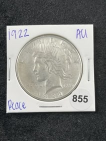 1922 AU Peace Silver Dollar Coin