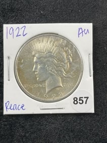 1922 AU Peace Silver Dollar Coin