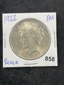 1922 AU Peace Silver Dollar Coin