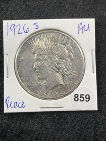 1926 S AU Peace Silver Dollar Coin