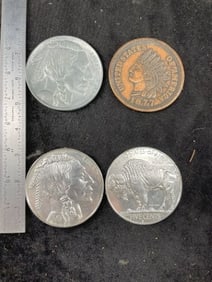 2 Plastic 2 Metal Medallions