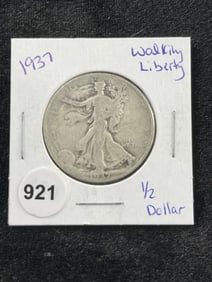 1937 Walking Liberty Half Dollar Coin