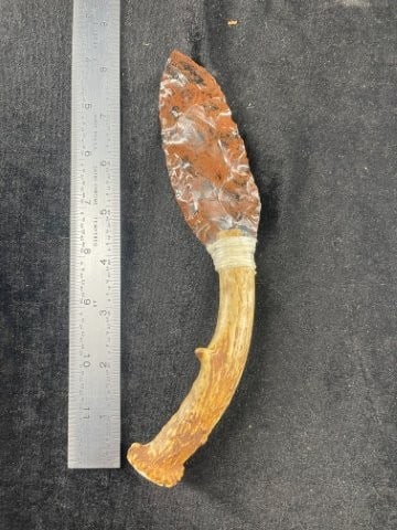Obsidian Hafted Knife with Antler Handle Oregon Collection (1 of 6)