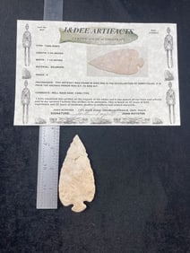 3 & 3/4" Tang Knife with John Royster COA from Ohio ex - Harry Folks Indian Artifact Arrowhead