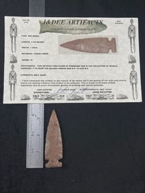 3 & 3/8" Horse Creek with John Royster COA from Tennessee ex - Donald Oberdier Collection Indian