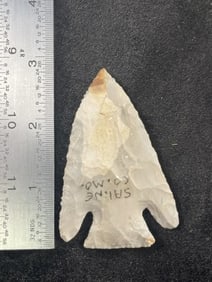 2 & 7/8" Lost Lake from Saline County, Missouri Indian Artifact Arrowhead
