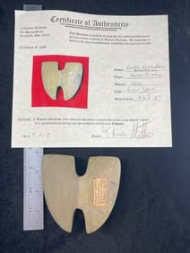 Double Notched Winged Bannerstone with Thomas Matthews COA from Marion County, Ohio Indian Artifact