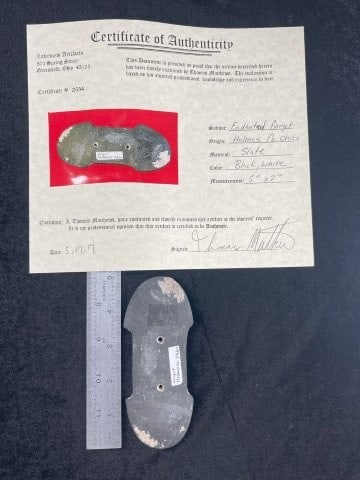 Endented Gorget with Thomas Matthews COA from Holmes County, Ohio Indian Artifact Arrowhead (1 of 6)