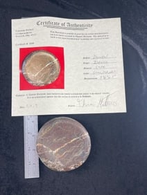 Discoidal with Thomas Matthews COA from Indiana Indian Artifact Arrowhead