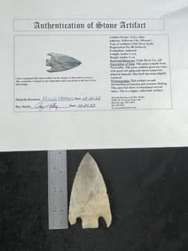 3 & 3/16" with Roy Motley COA from Little River County, Arkansas Indian Artifact Arrowhead