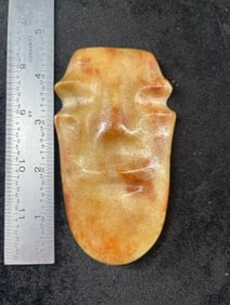 4 & 1/2" Rose Quartz Face Effigy Indian Artifact Arrowhead