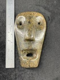 6 & 1/2" Stone Face Effigy Mask Indian Artifact Arrowhead