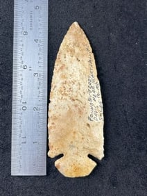 4 & 9/16" Dovetail found by Jerry Davis in Saline County, Missouri Indian Artifact Arrowhead