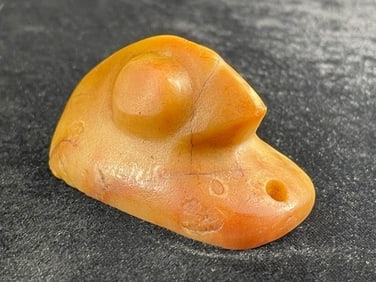 2 & 1/2" Rose Quartz Bust Popeyed Birdstone from the Missouri Collection Indian Artifact Arrowhead