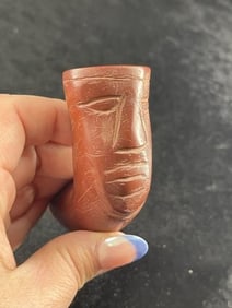 3" Human Face Effigy Redstone Pipe Indian Artifact Arrowhead