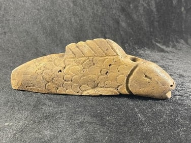 8" Fish Effigy Stone Pipe Indian Artifact Arrowhead