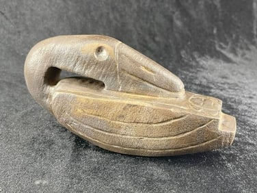 6 & 3/4" Goose Effigy Stone Pipe Indian Artifact Arrowhead