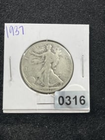 1937 Walking Liberty Half Dollar Silver Coin