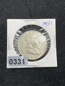 1951 Franklin Half Dollar Silver Coin