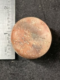 1 & 1/2" Pottery Discoidal broken & glued Indian Artifact Arrowhead