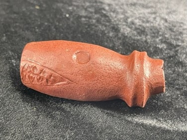 3" Snake Effigy Redstone Pipe Indian Artifact Arrowhead