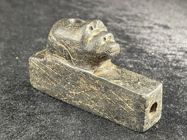 3 & 1/2" Bear Effigy Stone Pipe Indian Artifact Arrowhead