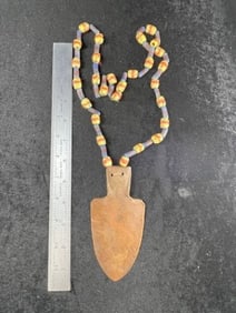 Medal Trade Pendant with Trade Beads Indian Artifact Arrowhead