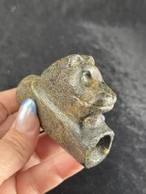 3" Bear Effigy Stone Pipe Indian Artifact Arrowhead