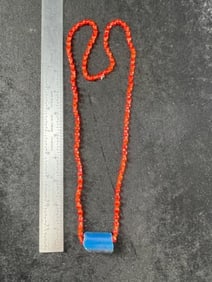 Glass Trade Bead Necklace Indian Artifact Arrowhead