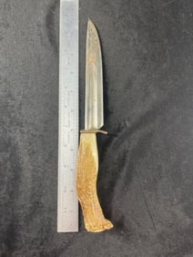 10 & 3/4" Antler Handle Knife Indian Artifact Arrowhead