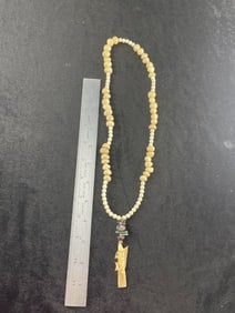 Trade Bead Necklace with Bird Effigy Pendant Indian Artifact Arrowhead