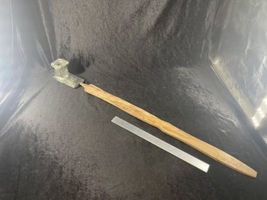 Stone Pipe with Wooden Pipe Stem Indian Artifact Arrowhead