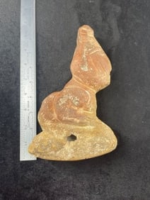 8" Stone Human Effigy Pipe Indian Artifact Arrowhead